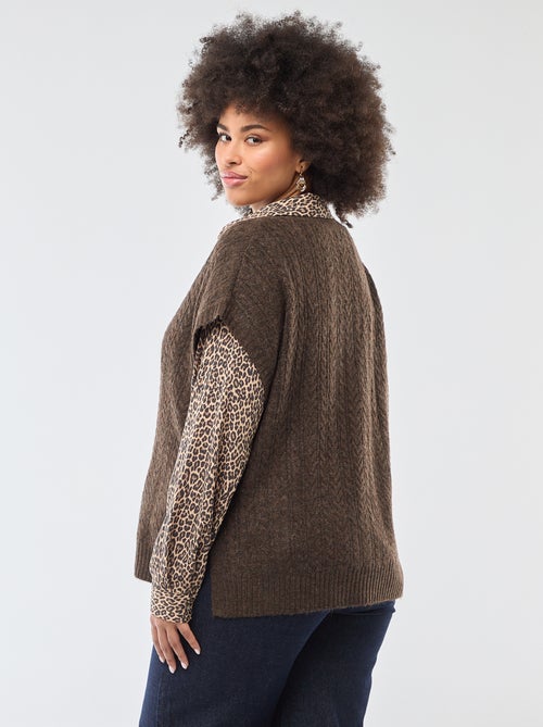Pull sans manches en maille torsade grosse jauge - Kiabi