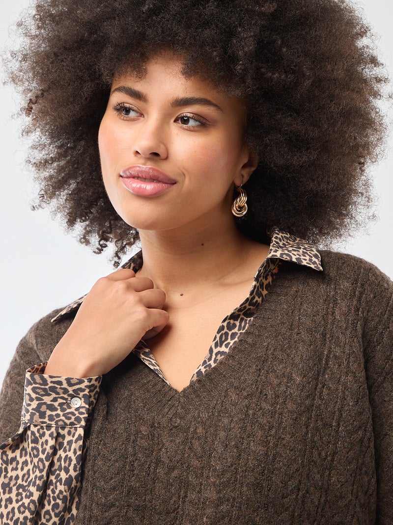 Susenstone Pull Sans Manches Femme Maille Multicolore - Gilet Tricot Col V Rayé Élégant
