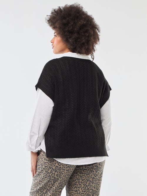 Pull sans manches en maille torsade grosse jauge - Kiabi