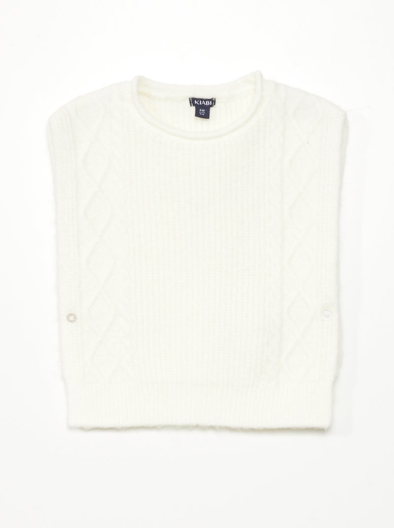 Pull sans manches en maille torsadée blanc - Kiabi
