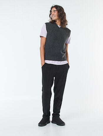 Pull sans manches en maille tricot à col V