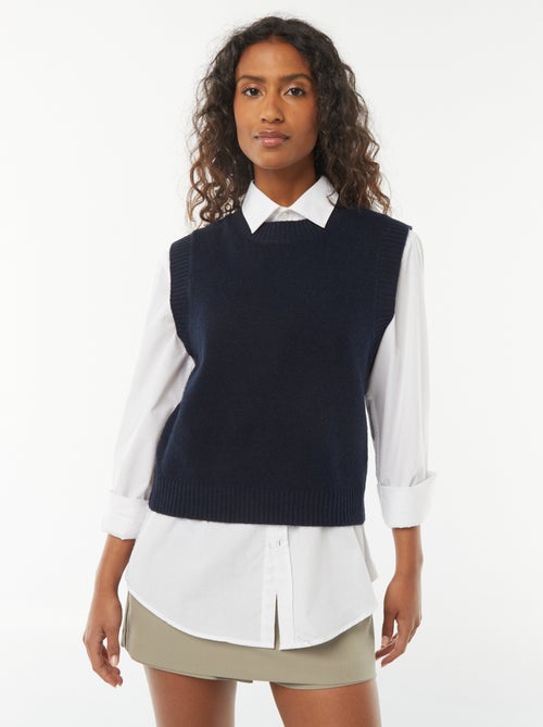 Pull sans manches en maille tricot - Kiabi
