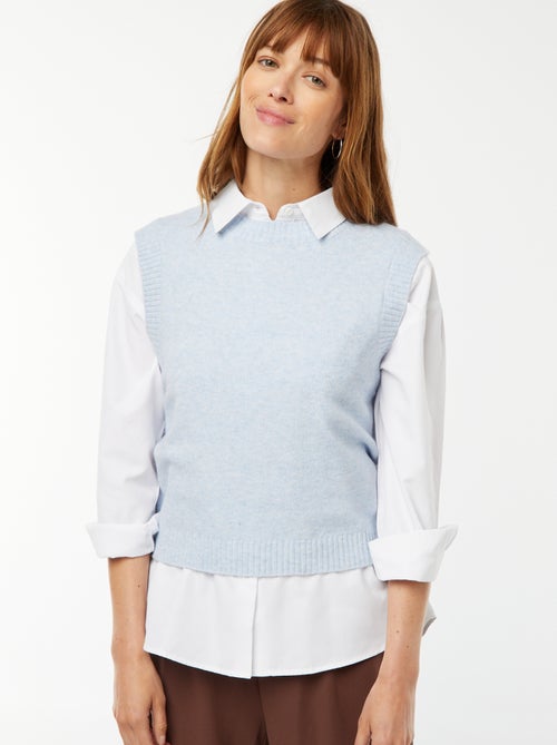 Pull sans manches en maille tricot - Kiabi