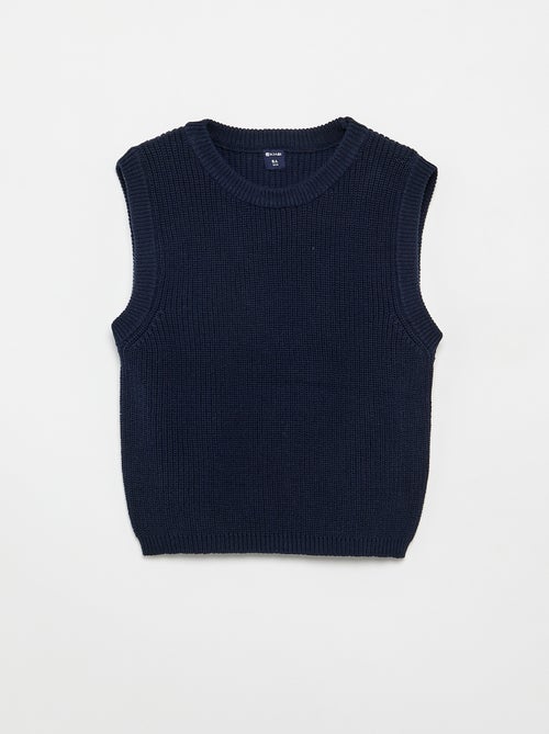 Pull sans manches en maille tricot - Kiabi