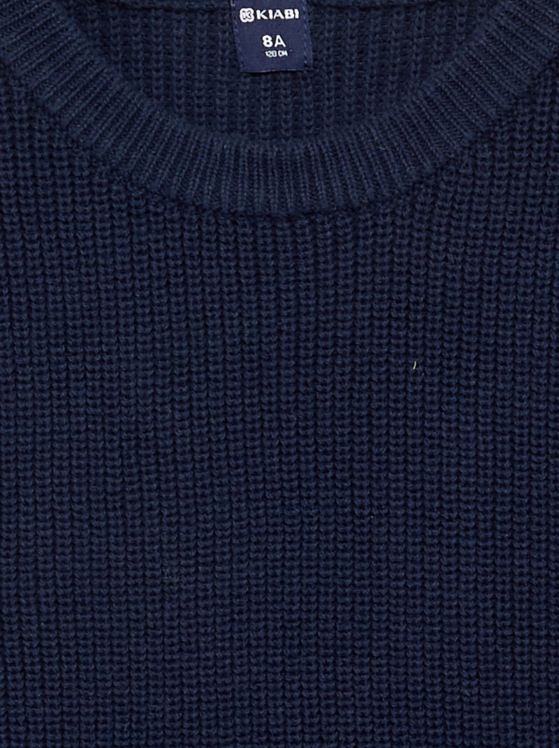 Pull sans manches en maille tricot Bleu - Kiabi