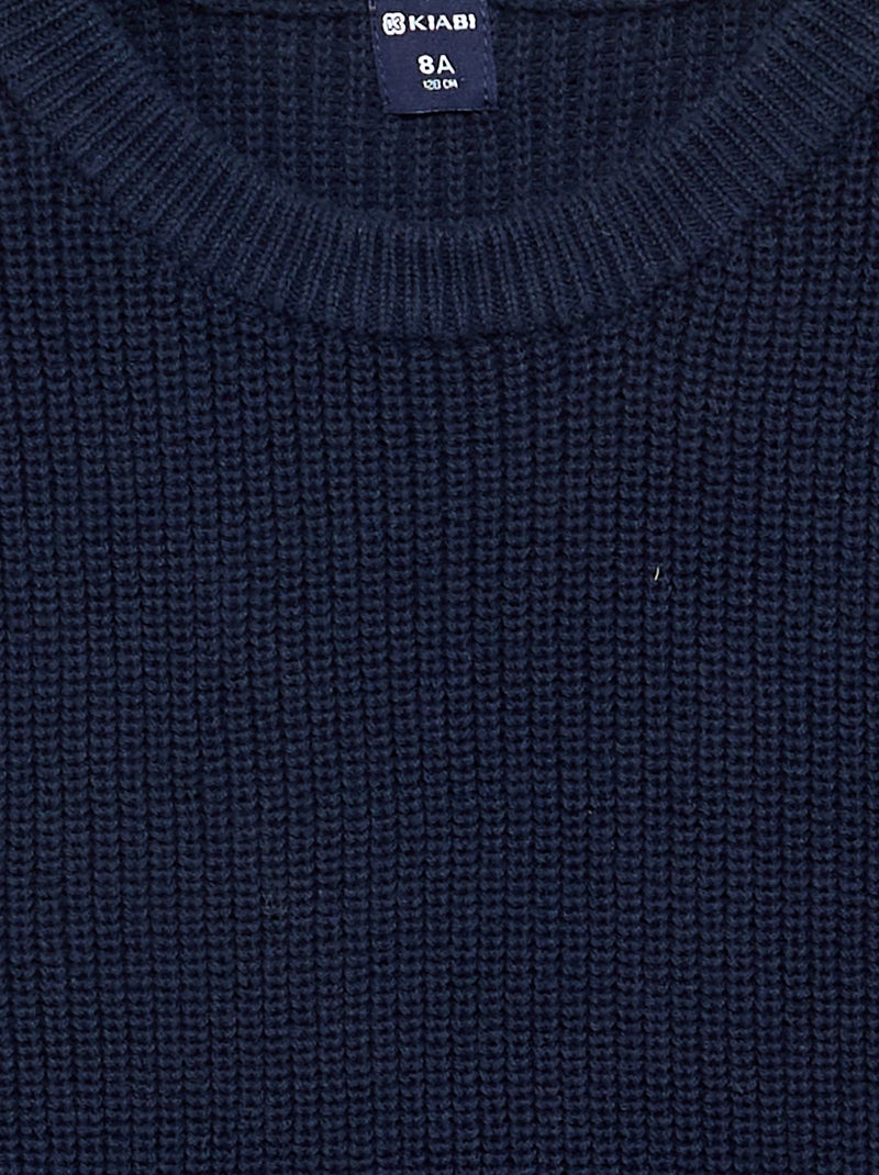 Pull sans manches en maille tricot Bleu - Kiabi