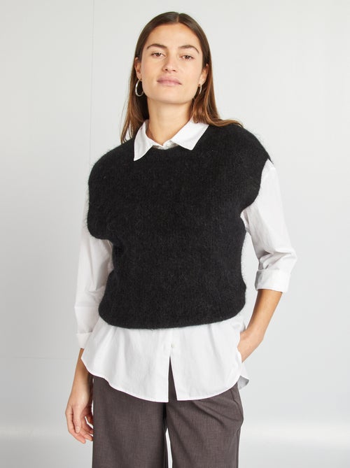 Pull sans manches en mohair et laine mélangé - Kiabi