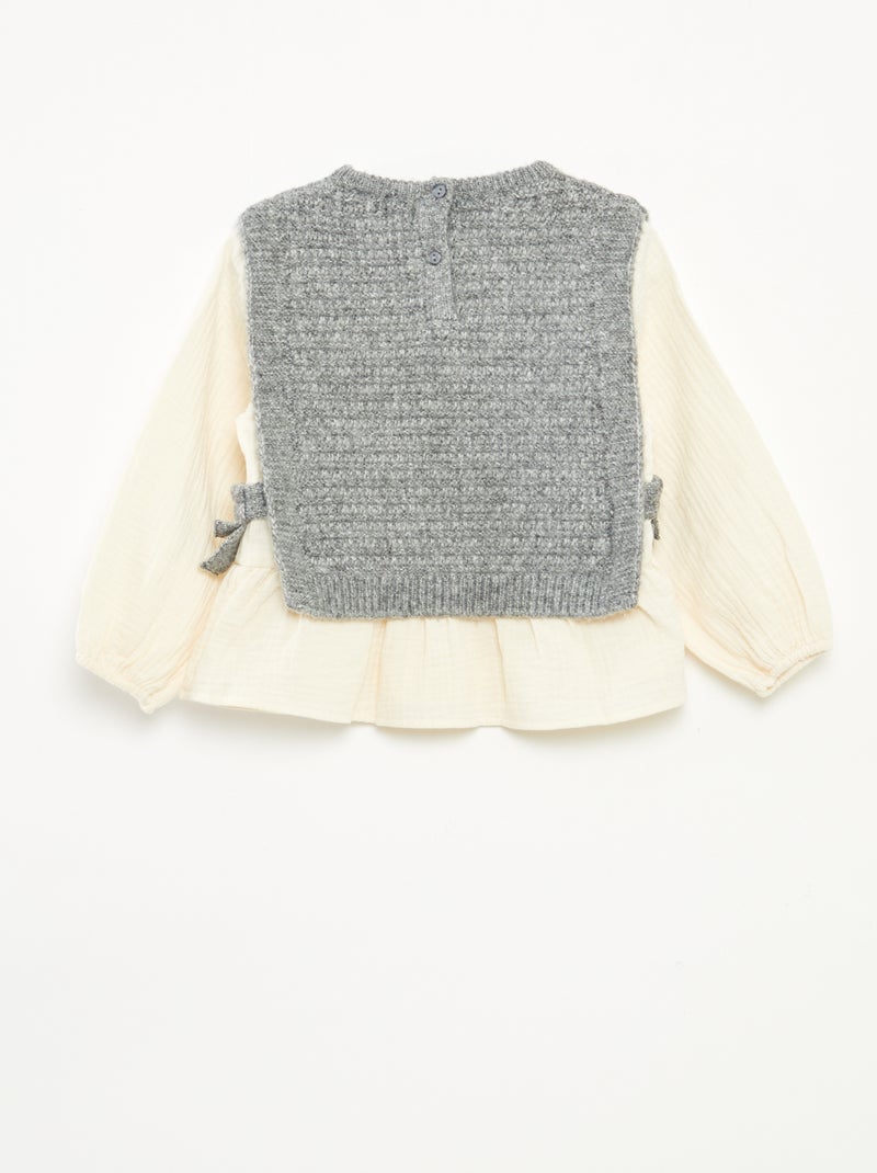 Pull sans manches et blouse 2 en 1 Gris - Kiabi