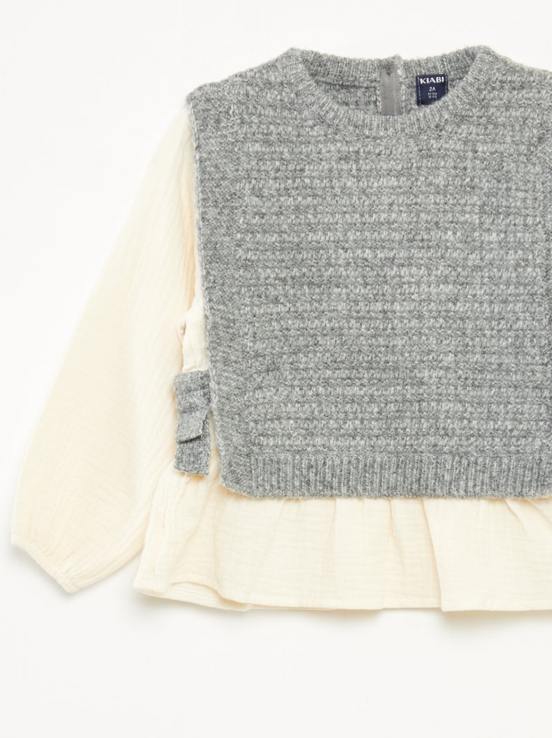 Pull sans manches et blouse 2 en 1 Gris - Kiabi