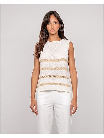 Pull sans manches rayures lurex kavia