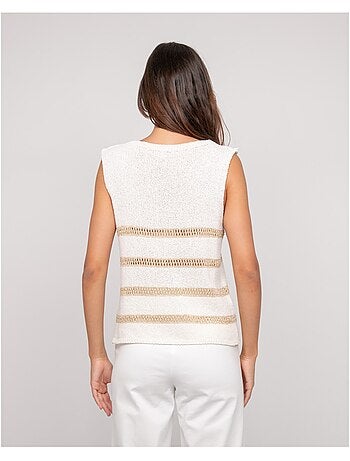 Pull sans manches rayures lurex kavia