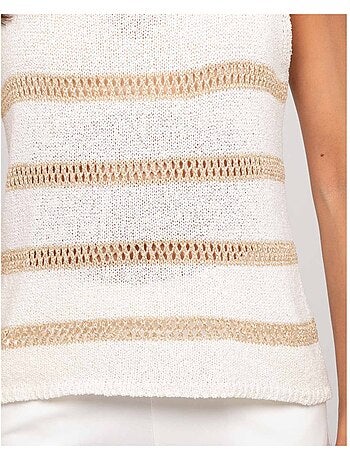 Pull sans manches rayures lurex kavia