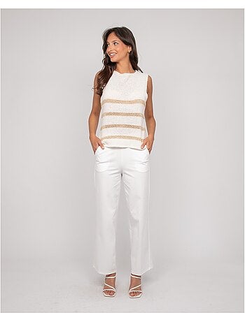 Pull sans manches rayures lurex kavia
