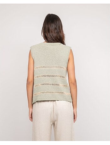 Pull sans manches rayures lurex kavia
