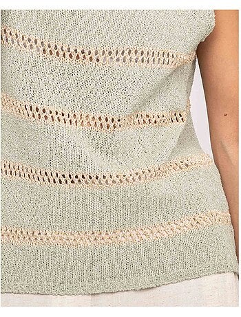 Pull sans manches rayures lurex kavia