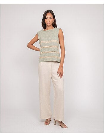 Pull sans manches rayures lurex kavia