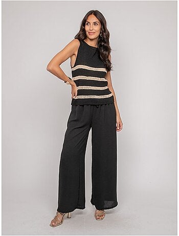 Pull sans manches rayures lurex kavia