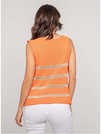Pull sans manches rayures lurex kavia
