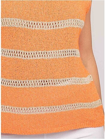 Pull sans manches rayures lurex kavia