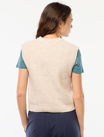 Pull sans manches torsadé
