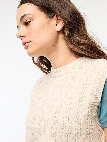 Pull sans manches torsadé
