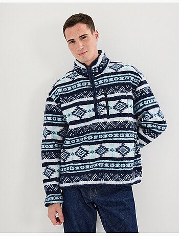 Pull Sherpa avec fermeture éclair, MO Fashion
