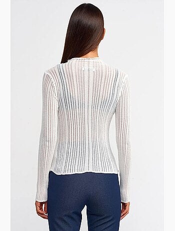 Pull slim à col montant court et côtes dilvin