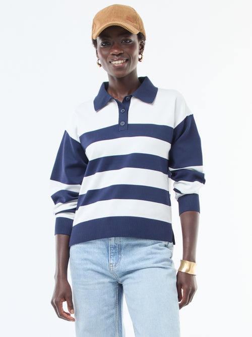Pull style polo en maille stretch - Kiabi