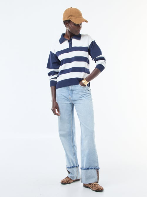 Pull style polo en maille stretch - Kiabi