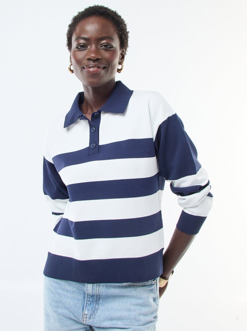 Pull style polo en maille stretch - Kiabi