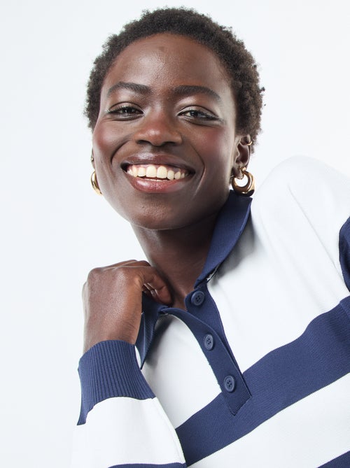 Pull style polo en maille stretch - Kiabi
