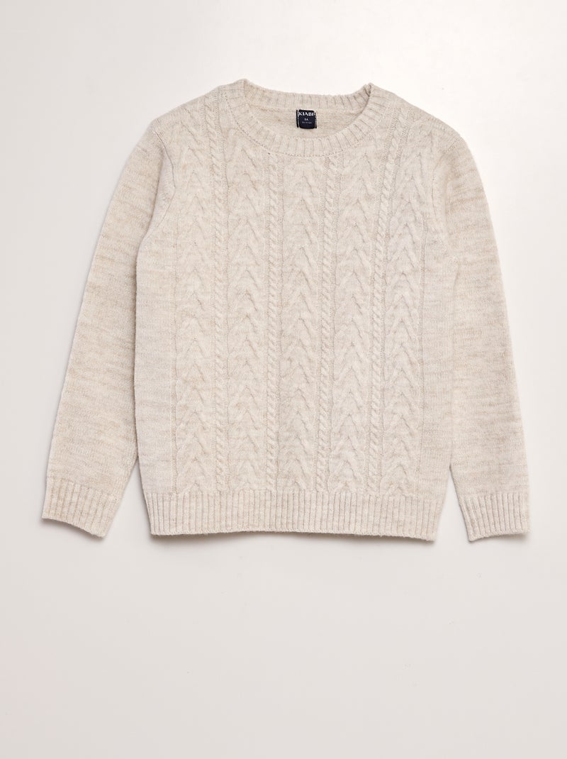 Pull torsadé col rond Beige - Kiabi