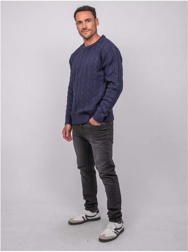 Pull torsadé col rond lalor Bleu marine - Kiabi