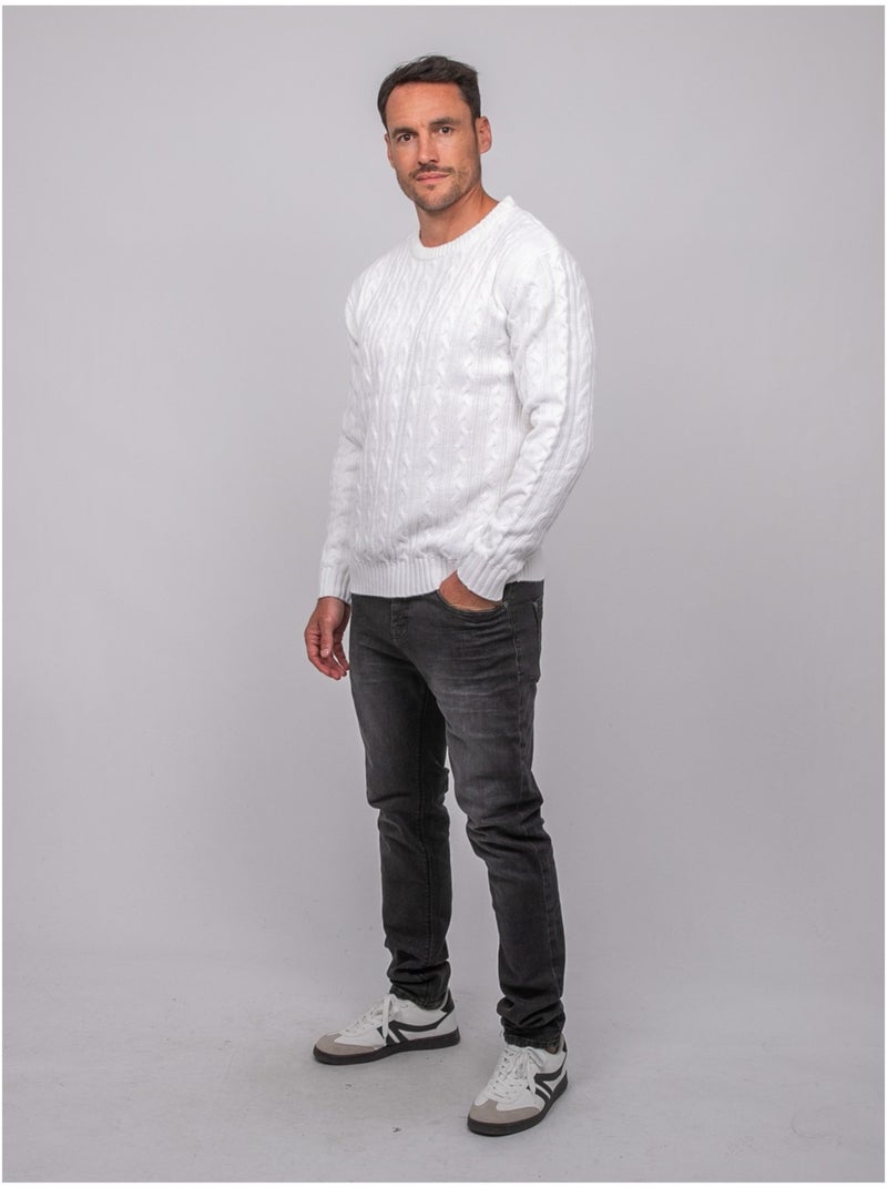 Pull torsadé col rond lalor Ecru - Kiabi