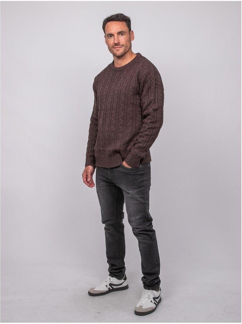 Pull torsadé col rond lalor Marron - Kiabi