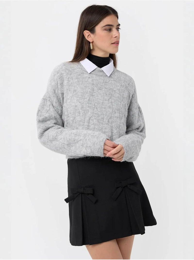 Pull tricoté à col haut Gris clair - Kiabi