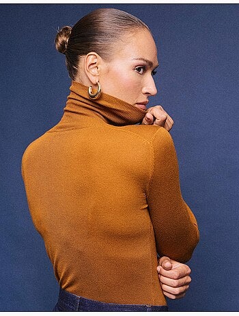 Pull tricoté à col montant, mo fashion