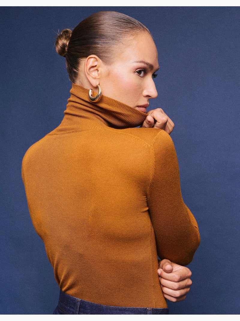 Pull tricoté à col montant, mo fashion Marron - Kiabi