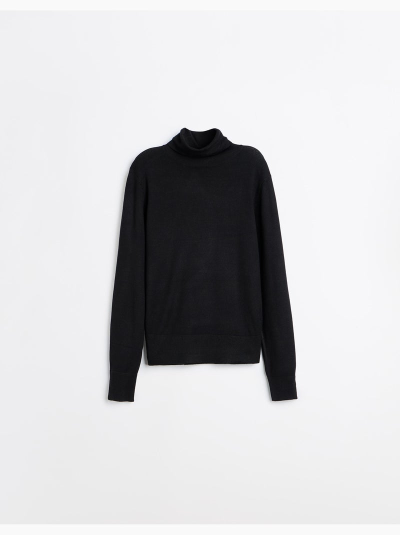 Pull tricoté à col montant, mo fashion Noir - Kiabi