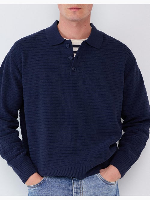 Pull tricoté à col polo, mo fashion - Kiabi