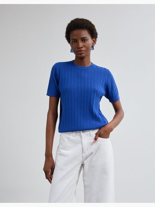 Pull tricoté à manches courtes, mo fashion - Kiabi Pull tricoté à manches courtes, mo fashion - Kiabi