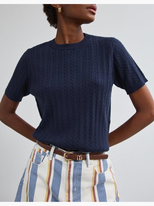 Pull tricoté à manches courtes, mo fashion - Kiabi Pull tricoté à manches courtes, mo fashion - Kiabi