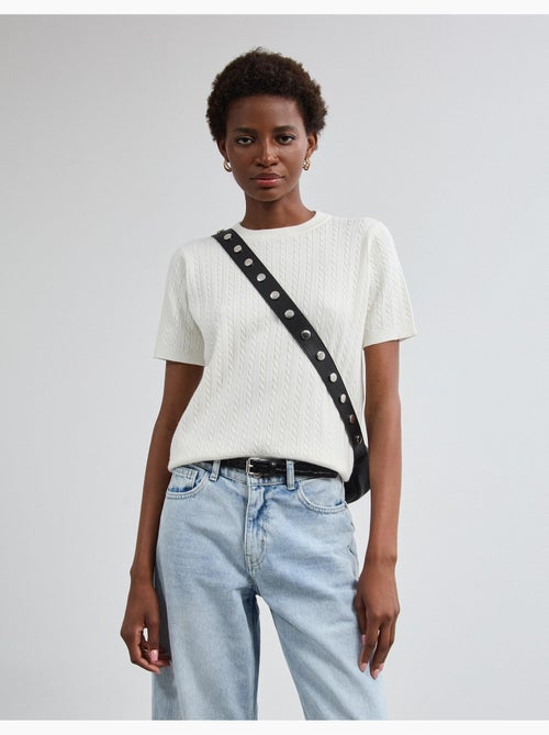 Pull tricoté à manches courtes, mo fashion - Kiabi Pull tricoté à manches courtes, mo fashion - Kiabi