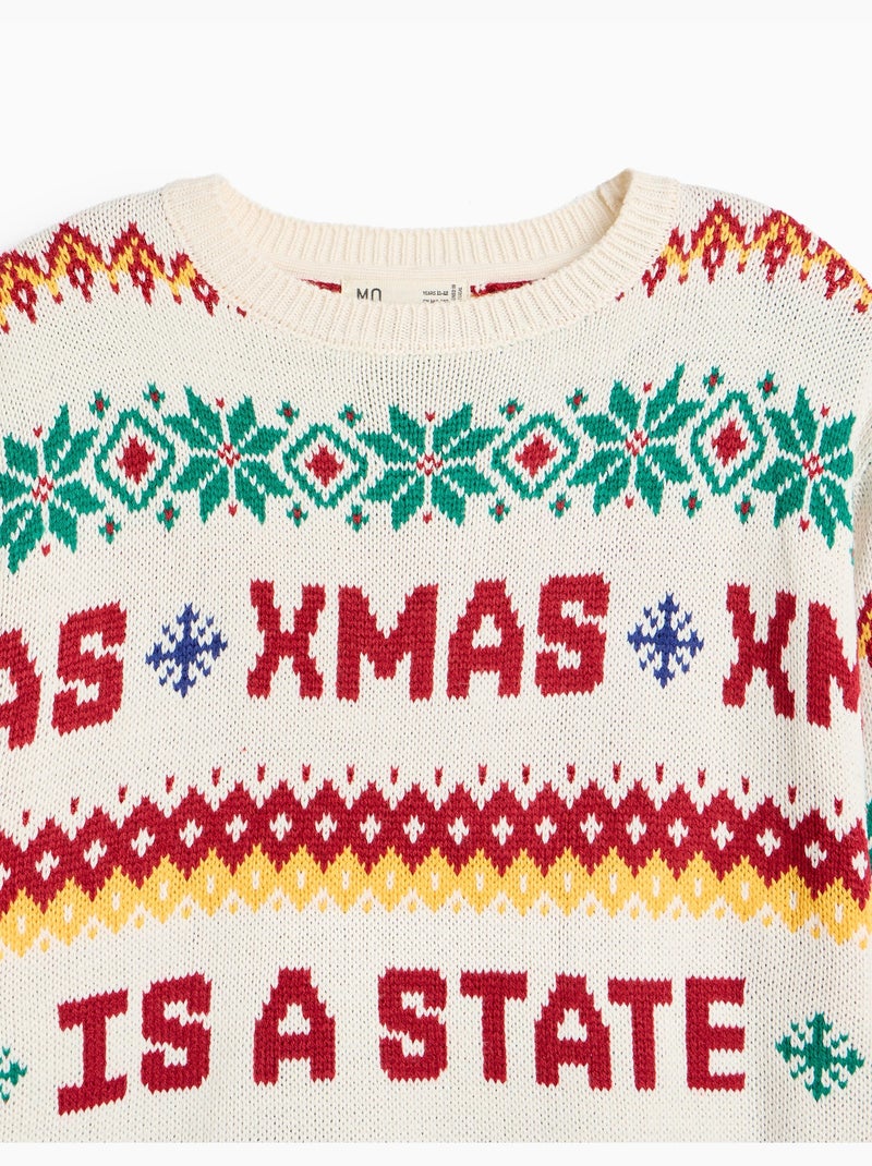 Pull tricoté de noël, mo fashion Ecru - Kiabi