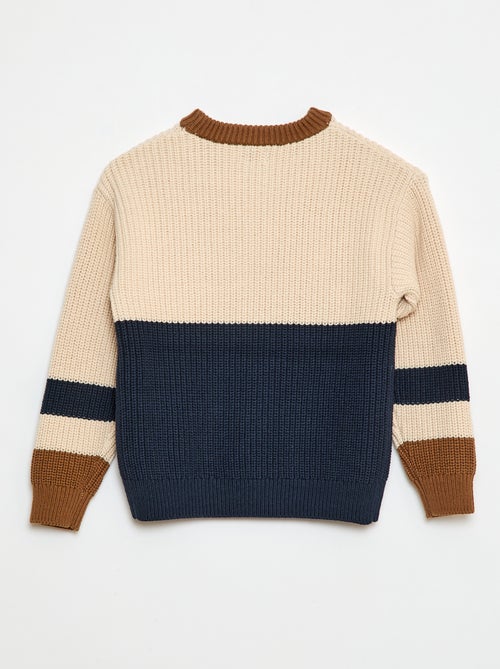 Pull tricoté en color block - Kiabi