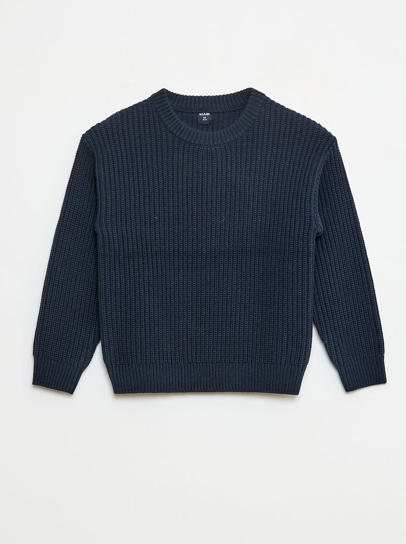 Pull tricoté en color block Bleu - Kiabi