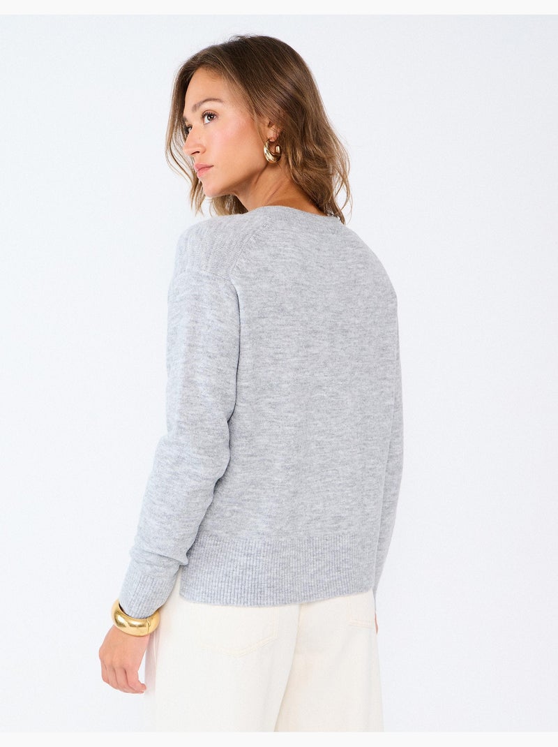 Pull tricoté, mo fashion Gris - Kiabi