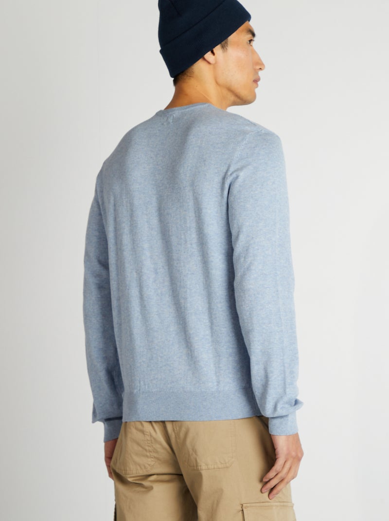 Pull uni à col rond Bleu - Kiabi