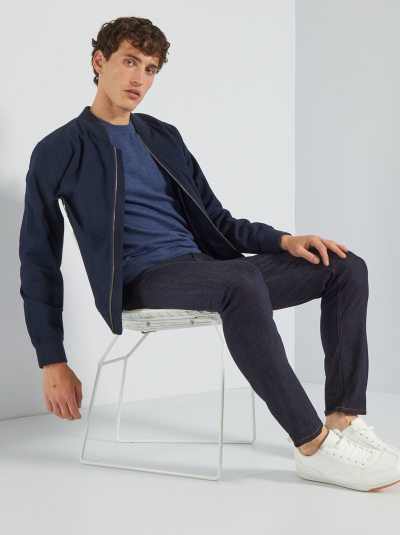 Pull uni à col rond Bleu - Kiabi