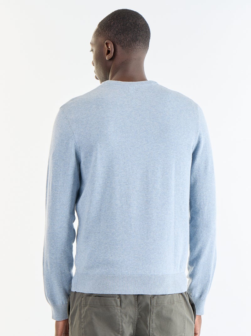 Pull uni à col rond Bleu - Kiabi